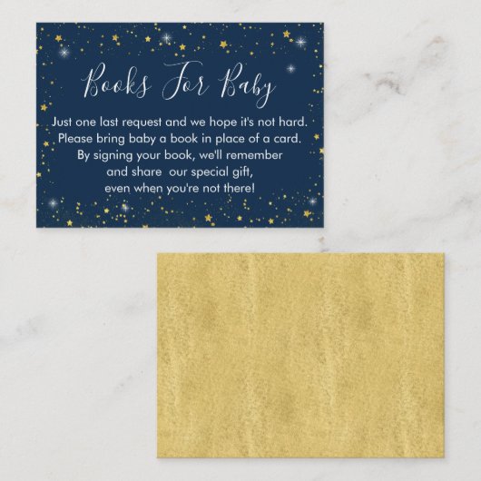Twinkle Star Navy & Gold Book Request Cards Informatiekaartje (Voorkant / Achterkant)