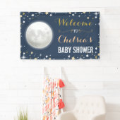 Twinkle Star Navy Gold Moon Baby shower Backdrop Spandoek (Insitu)