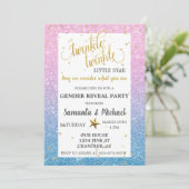 Twinkle Star Ombre Glitter Geslacht Kaart (Staand voorkant)