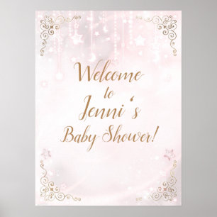 Twinkle Star Roos Gold Baby shower Poster