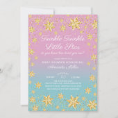 Twinkle Star Roze & Blauw Baby shower Invitation Kaart (Voorkant)