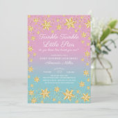 Twinkle Star Roze & Blauw Baby shower Invitation Kaart (Staand voorkant)