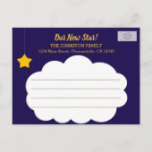 Twinkle Star Script Foto Geboorte aankondiging (Achterkant)