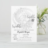 Twinkle Star Silver Glitter, Beer Baby shower Kaart (Staand voorkant)