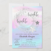 Twinkle Star Silver HolograpBaby Shower Kaart (Voorkant)