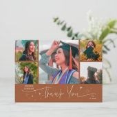 Twinkle Star Terracotta Grad Multi Foto Bedankt Aankondiging (Staand voorkant)