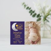 Twinkle Star Whimsical foto geboorte aankondiging (Staand voorkant)