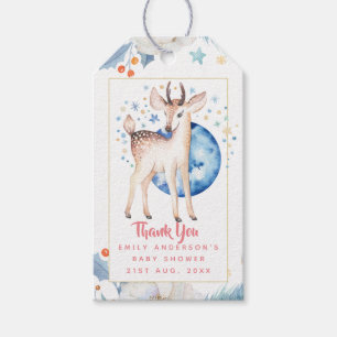 Twinkle Star Woodland Deer Blue Roze Baby shower Cadeaulabel