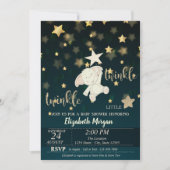 Twinkle Star Zwart, Goud, Beer Baby Shower Kaart (Voorkant)