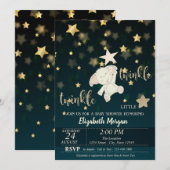 Twinkle Star Zwart, Goud, Beer Baby Shower Kaart (Voorkant / Achterkant)