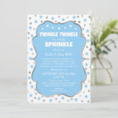 Twinkle Stars Baby Sprinkle Boy Uitnodigingen (Staand voorkant)