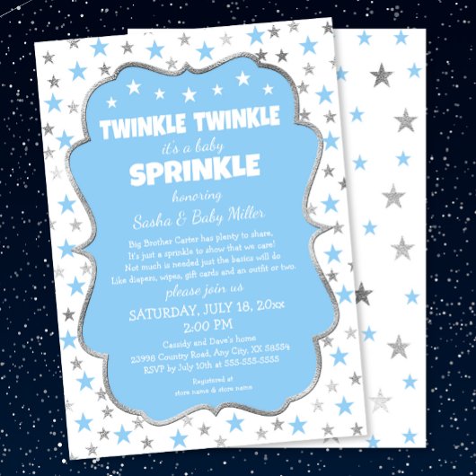 Twinkle Stars Baby Sprinkle Boy Uitnodigingen