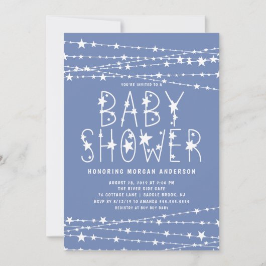 Twinkle Stars Boy Baby shower Kaart (Voorkant)