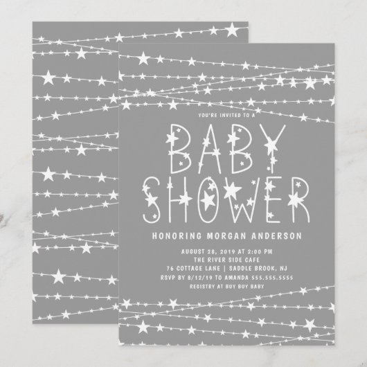 Twinkle Stars Geslacht Neutraal Baby shower Kaart (Voorkant / Achterkant)