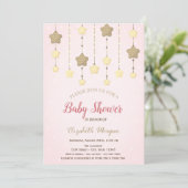 Twinkle Stars Geslacht Stippen Baby shower onthull Kaart (Staand voorkant)