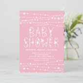 Twinkle Stars Girl Baby shower Kaart (Staand voorkant)