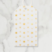Twinkle Stars Gold Pattern Kerstmis Cadeaulabels (Voorkant)