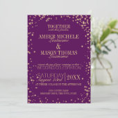 Twinkle Stars Gold Sparkle Wedding Kaart (Staand voorkant)