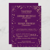 Twinkle Stars Gold Sparkle Wedding Kaart (Voorkant / Achterkant)