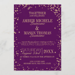Twinkle Stars Gold Sparkle Wedding Kaart