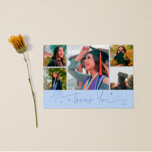 Twinkle Stars Icy Blue Grad Multi Foto Bedankt Aankondiging