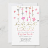 Twinkle Stars Meisje Baby shower uitnodiging (Voorkant)