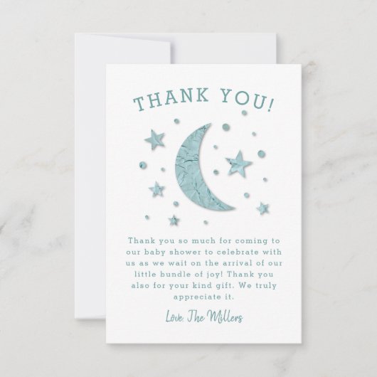 Twinkle Stars Moon Baby shower Bedankkaart (Voorkant)
