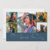 Twinkle Stars Navy Blue Grad Multi Foto Bedankt Aankondiging (Voorkant)