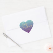 Twinkle Stars Ombre' Blauwgroen Paarse bruiloft Hart Sticker (Envelop)