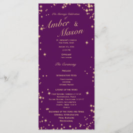 Twinkle Stars Paarse en Gouden Sparkle Programmakaart