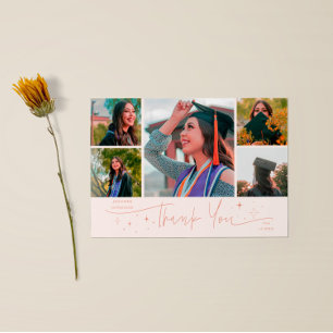 Twinkle Stars Perzik Grad Multi Foto Bedankt Aankondiging