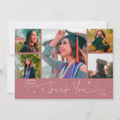 Twinkle Stars Roze Grad Multi Foto Bedankt Aankondiging (Voorkant)