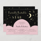 Twinkle Stars Shining | Baby shower Zwarte begroti (Voorkant / Achterkant)