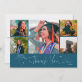 Twinkle Stars Teal Grad Multi Foto Bedankt Aankondiging (Voorkant)