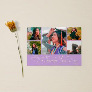 Twinkle Stars Wisteria Grad Multi Foto Bedankt Aankondiging