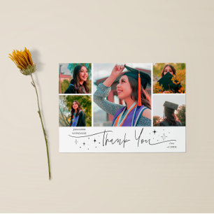 Twinkle Stars Witte Grad Multi Foto Bedankt Aankondiging