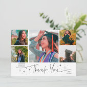 Twinkle Stars Witte Grad Multi Foto Bedankt Aankondiging (Staand voorkant)