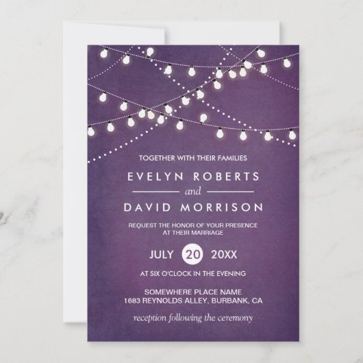 Twinkle String Lights donker Paars buitenhuwelijk Kaart (Voorkant)