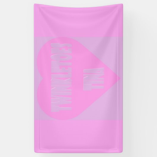 Twinkle tenen Tina roze en mauve pastels hart Spandoek (Verticaal)