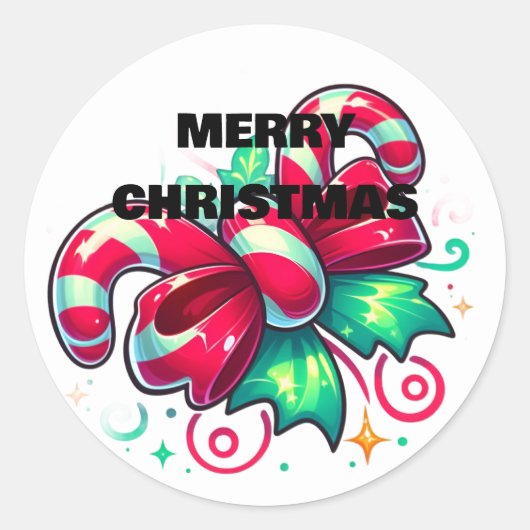 Twinkle Tied: Candy Cane Cheer Ronde Sticker (Voorkant)