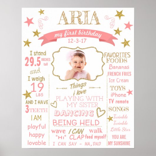 Twinkle Tiwnkle Little Star Birthday-teken poster (Voorkant)