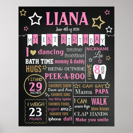 Twinkle Tiwnkle Little Star Birthday-teken poster (Voorkant)