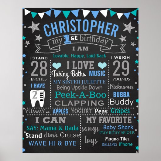 Twinkle Tiwnkle Little Star First Birthday board Poster (Voorkant)