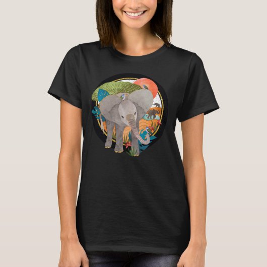TWINKLE-TOES SAFARI-olifant-DARK-shirten T-shirt (Voorkant)