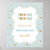 Twinkle Twin boy baby sprinkle welkomstbord Poster (Voorkant)