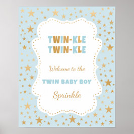 Twinkle Twin boy baby sprinkle welkomstbord Poster