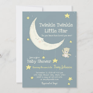Twinkle Twinkle Aanpasbare Baby shower uitnodiging