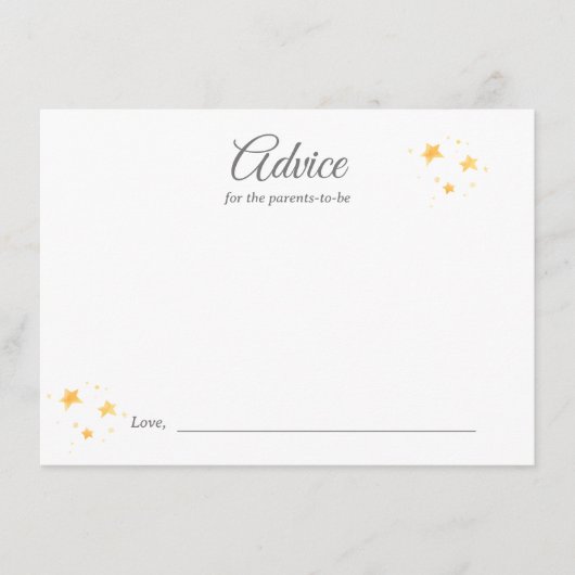 Twinkle Twinkle Advies voor Baby shower Activiteit Informatiekaartje (Voorkant)