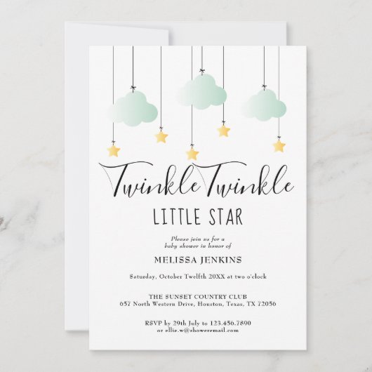 Twinkle Twinkle All in One Baby shower Sprinkle Kaart (Voorkant)