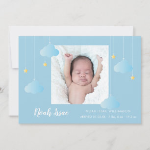 Twinkle Twinkle Baby Boy Blue Foto Lieve Geboorte Aankondiging